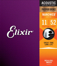 Cargar imagen en el visor de la galería, Elixir Strings Nanoweb Phosphor Bronze Acoustic Guitar Strings
